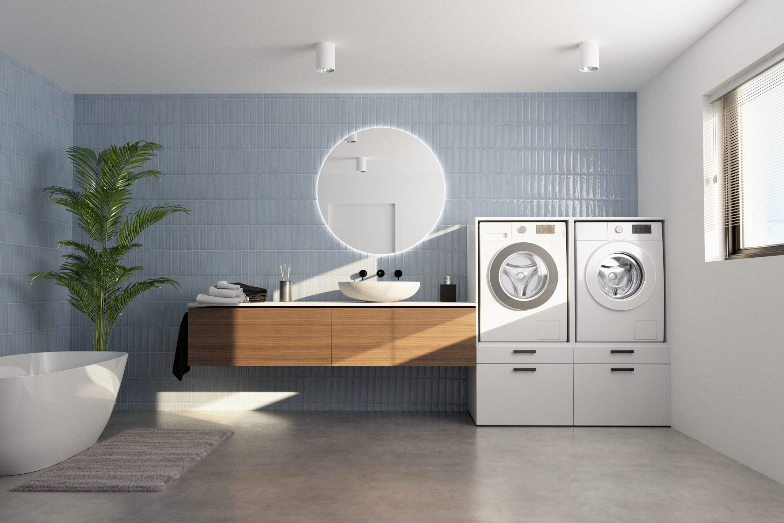 Premium_wit Waschmaschinenschrank Premium im badezimmer